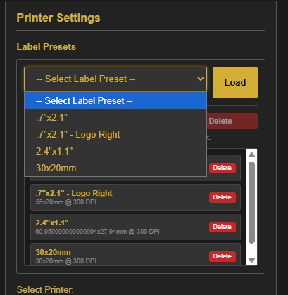 Label Presets